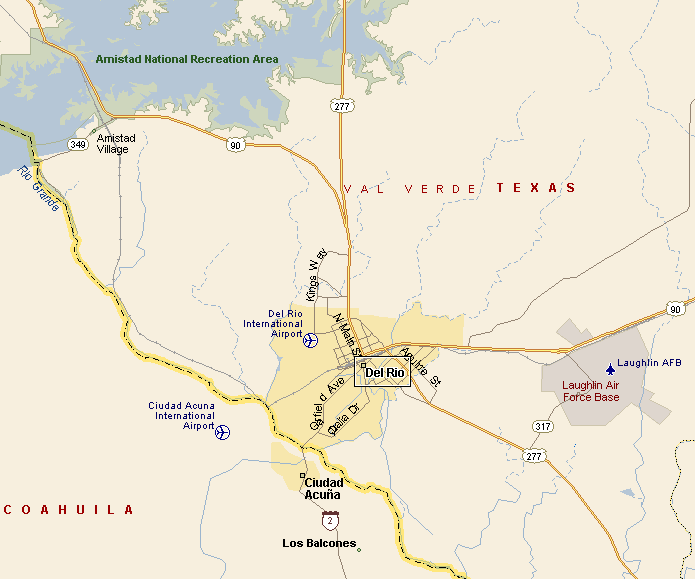 Map of Del Rio, Texas Area