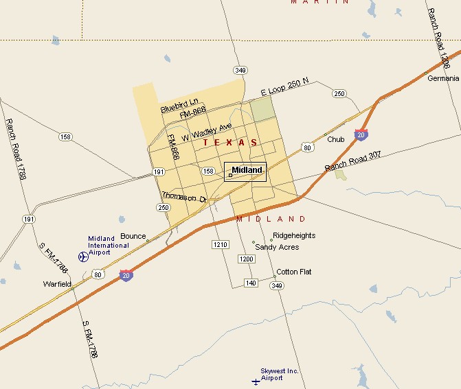 Midland Texas Area Map