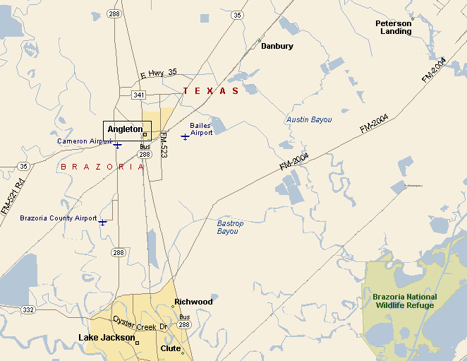 Angleton Texas Area Map