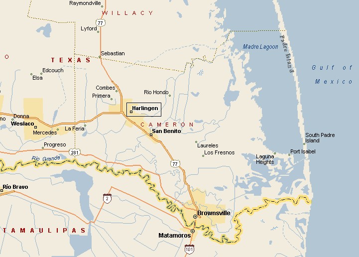 Harlingen Texas Area Map