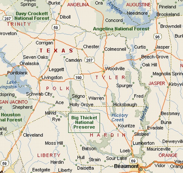 Big Thicket National Preserve Map