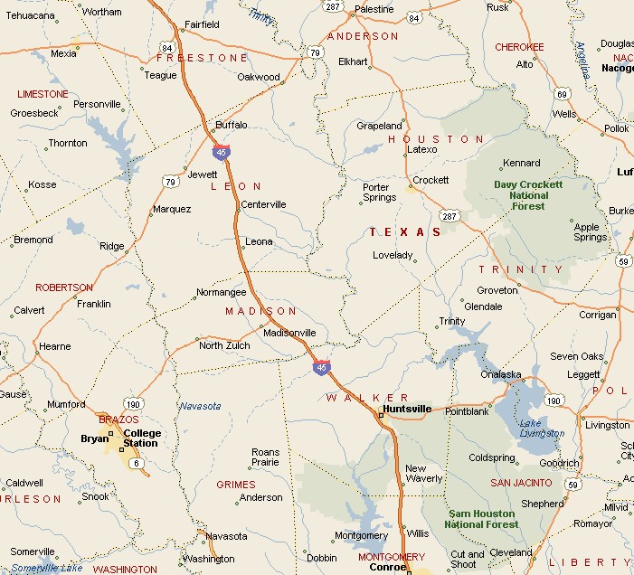 Huntsville Texas Area Map