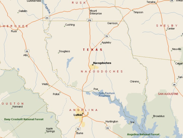 Nacogdoches Area Map