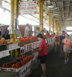 Field grown vine ripe tomatoes from Lemley's Produce at the Dallas Farmers Market.