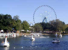 Looking across Leonhardt Lagoon towards the Texas Star Ferris Wheel at the State Fair of Texas.