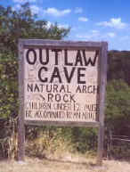 Outlaw Cave sign in Turner Falls Park