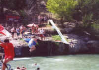 diving into the Blue Hole at Turner Falls Park in Oklahoma