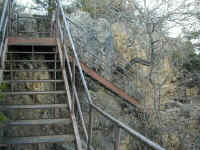 Metal Stairway traversing the cliffs above Turner Falls.