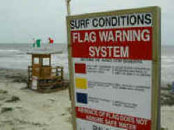 Weather Warning Sign on the Galveston Beach