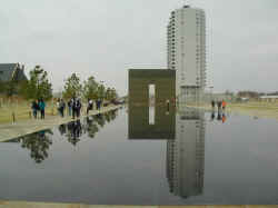 The memorial's reflecting pool.
