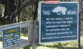 A rhino warning sign at the Fossil Rim Wildlife Center...
